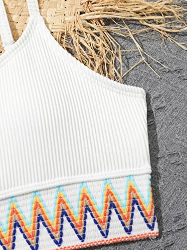 SHENHE Girl's 2 Piece Swimsuit High Waisted Spagehtti Strap Chevron Tape Bathing Suit3