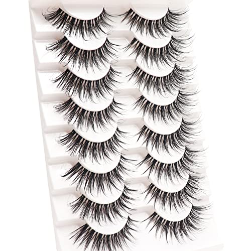 Losha Eyelashes Wispy Lashes Natural Look 8 Pairs Clear Band False Eyelashes Handmade Reusable Fake Eye Lashes Pack| G1 #TOP5