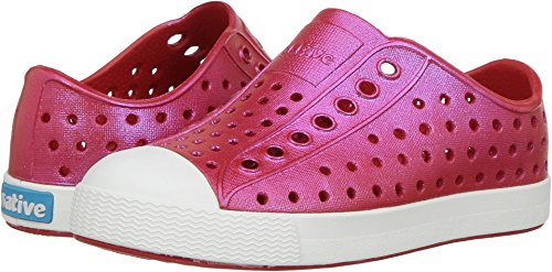native Kids' Jefferson Iridescent Child Shoe, Torch Red/Shell White/Galaxy Iridescent, 8 Medium US Toddler