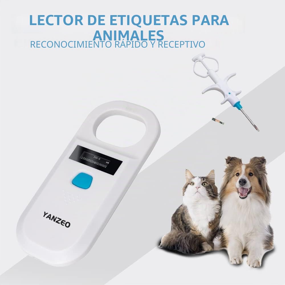 Yanzeo AR180 Escáner de Microchip para Mascota, lector de mano RFID EMID, escáner de identificación para mascotas de 134,2 kHz recargable para escáner de chip de animal