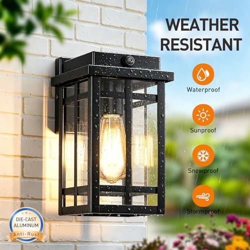Image of 2 Packs Dusk to Dawn Outdoor Wall Lighting 9.76'', Black