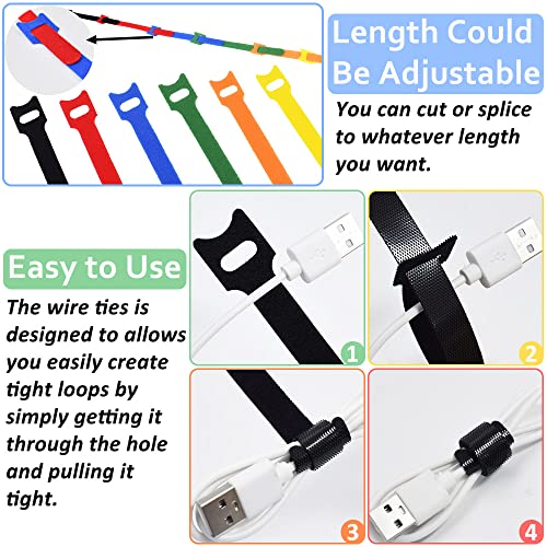 80pcs Cable Ties Reusable Multicolor Wire Ties Cable Management Cord Ties Reusable for Electronics Hook and Loop Cable Ties for Computer 4 6 8 Inch with 6 Color - image 6