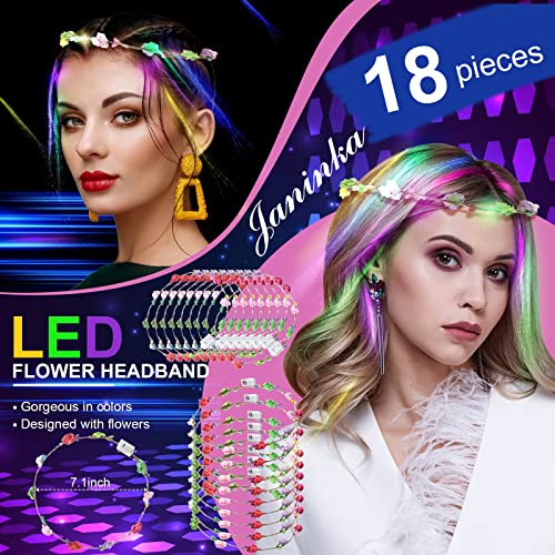 24-Pieces-LED-Flower-Crown-Headband-and-LED-Lights-Hair-Sets-Luminous-LED-Headpiece-Light-up-Flowers-Wreath-Headdress-Headpiece-Flower-Crowns-Glow-in-the-Dark-for-Women-Wedding-Christmas-Halloween