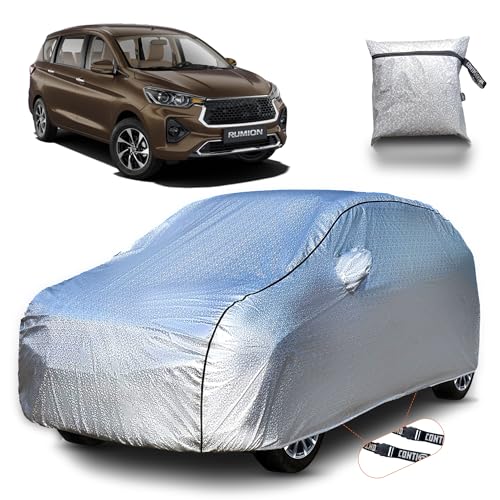Image of Continental [SilverGuard] Dual Belts Extra Protection Toyota Rumion Car Cover (2025-2026) Build with Triple Stitched, Waterproof & Dustproof Car Cover for Rumion (Metallic Silver)