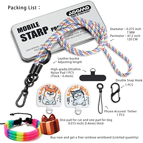 Cell Phone Lanyard, Universal Adjustable Detachable Nylon Crossbody Lanyard,Necklace Lanyard & Wrist Strap With Phone Patch For All Smartphones-7Mm Thick (Rainbow, 120Cm) #TOP5