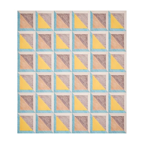 Image of Kuber Industries Cotton 144 TC Double Bedsheet With 2 Pillow Covers | Machine Washable Soft Bedsheet For Living Room, Home & Hotels | Multi Triangular Print - Yellow & Green