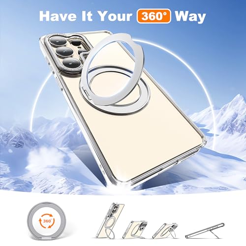 Image of for Samsung Galaxy S26 Ultra Case with 360Rotatable Magnetic Ring Stand Compatible with Mag-Safe Military Protection Transparent Phone Case for Galaxy S26 Ultra 6.9 inch,Clear