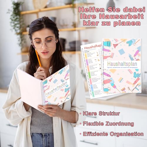 Putzplan für Den Haushalt 58 Blatt Reinigungsplan Wohnung Haushaltsplan Kinder Haushaltsplan Block Wochenplaner/Tagesplan/Monatsplan Organisationstafel A4 für Familien Oder WGs Paare