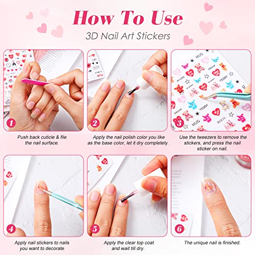 Maitys 12 Sheets Valentines Day Nail Stickers 3D Self Adhesive For Nails Love Valentine Rose Heart Colorful Lip Decals Women Girls Diy, (Maitys-Stickers-85) #TOP5