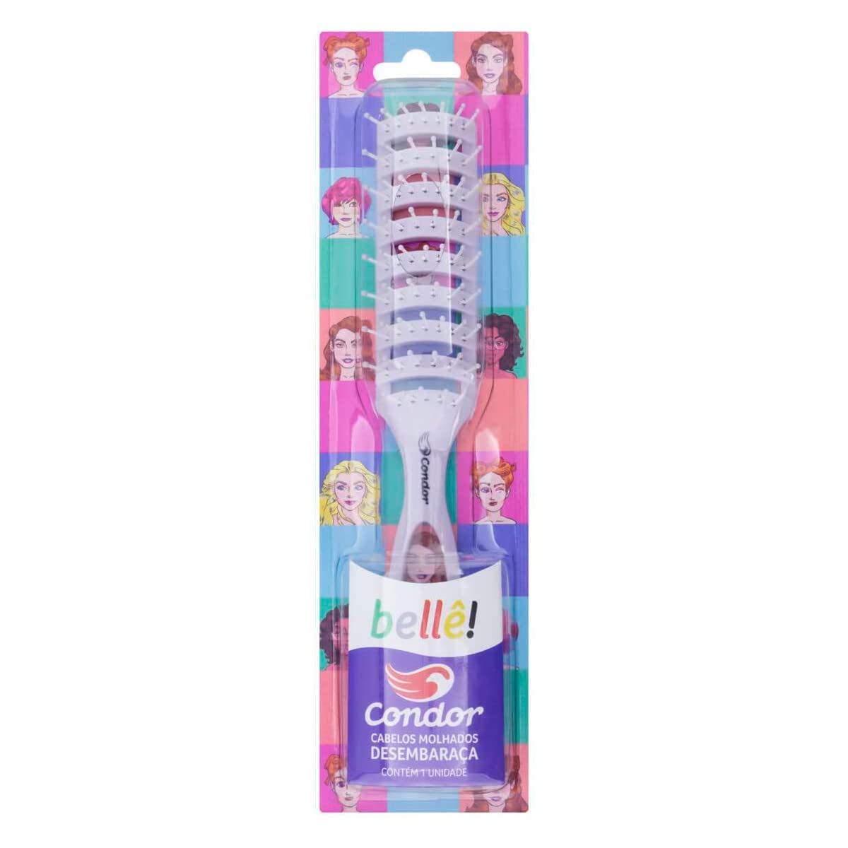 Condor, Escova de Cabelo, Bellê!, Vazada, Desembaraça, Leve, Ideal para Cabelos Molhados