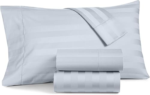 Charter Club Damask Stripe Queen - Juego de sábanas de 4 piezas, 550 hilos, 100% algodón Supima Vapor (azul claro)