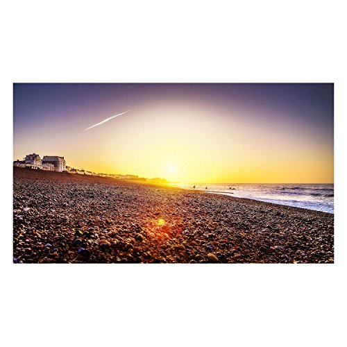 Affiche poster coucher de soleil plage de galets grand format déco murale mer
