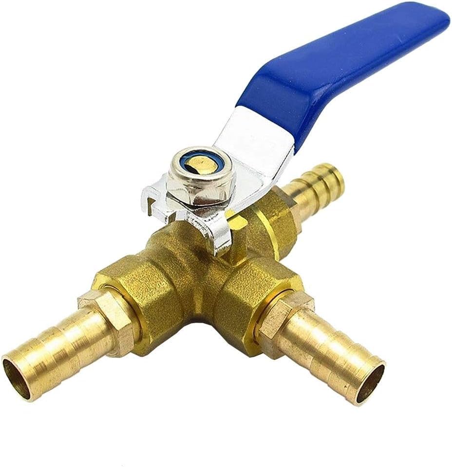 Válvula de bola de puerto L de tres vías 6mm 10mm con tope de agua para manguera de gas