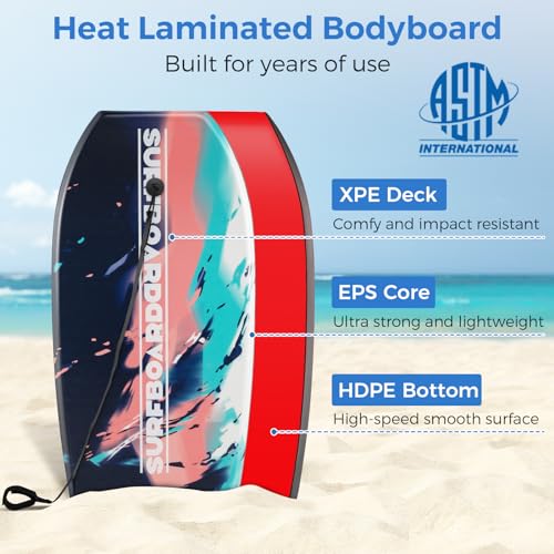 image for Goplus 41''/37''/33'' Lightweight Body Board for Beach, Surf Board wit