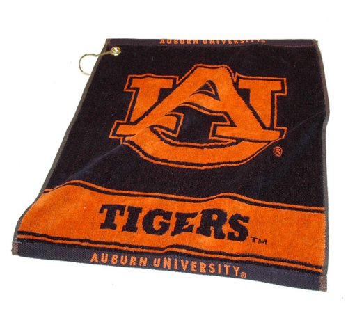 Team Golf NCAA Auburn University Tigers Jacquard Woven Golf Towel Jacquard Woven Golf Towel, 16" x 19", 100% Cotton, Attach to Golf Bag with Corner Hook