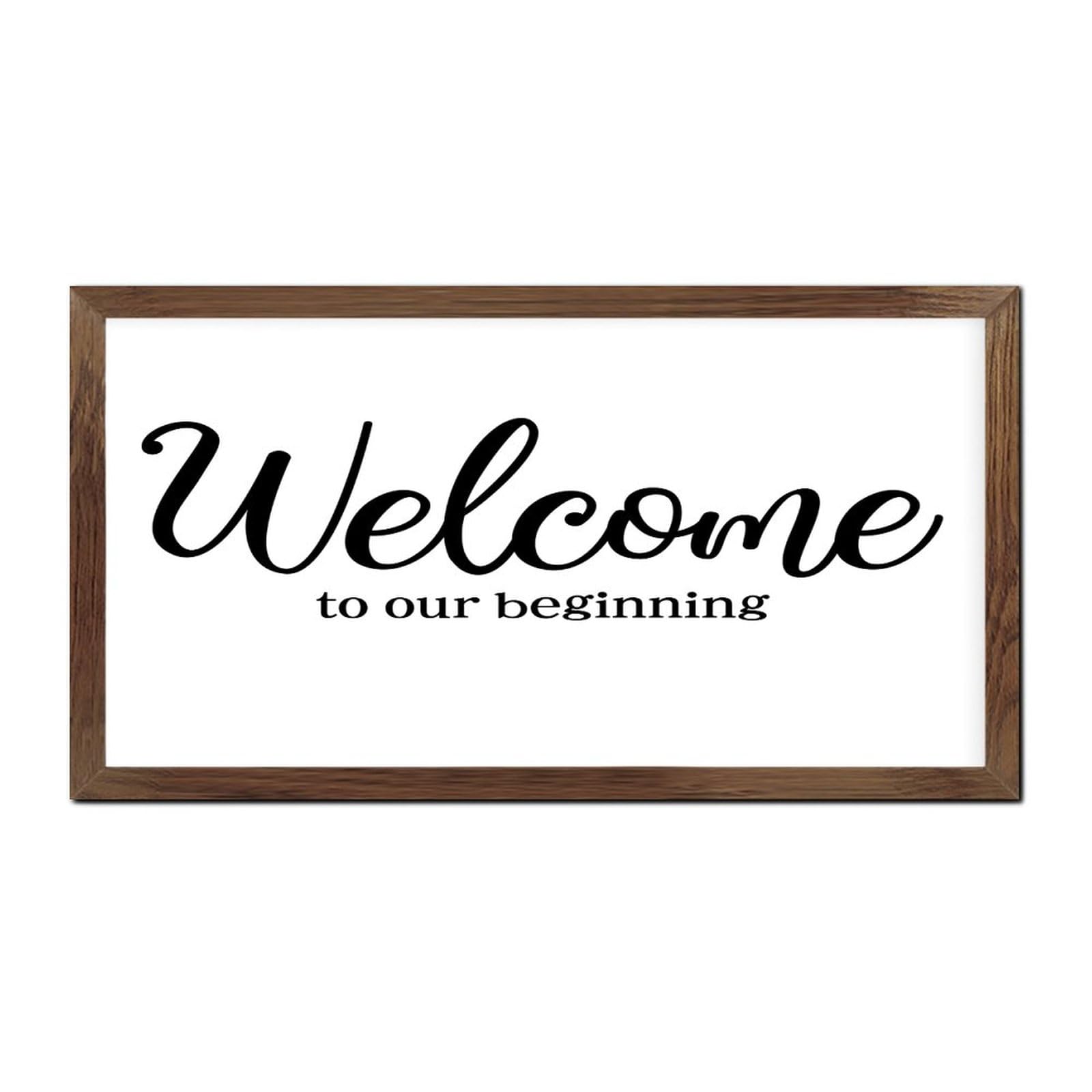Décoration chrétienne Welcome to Our Beginning en panneau bois peint de 30x55cm