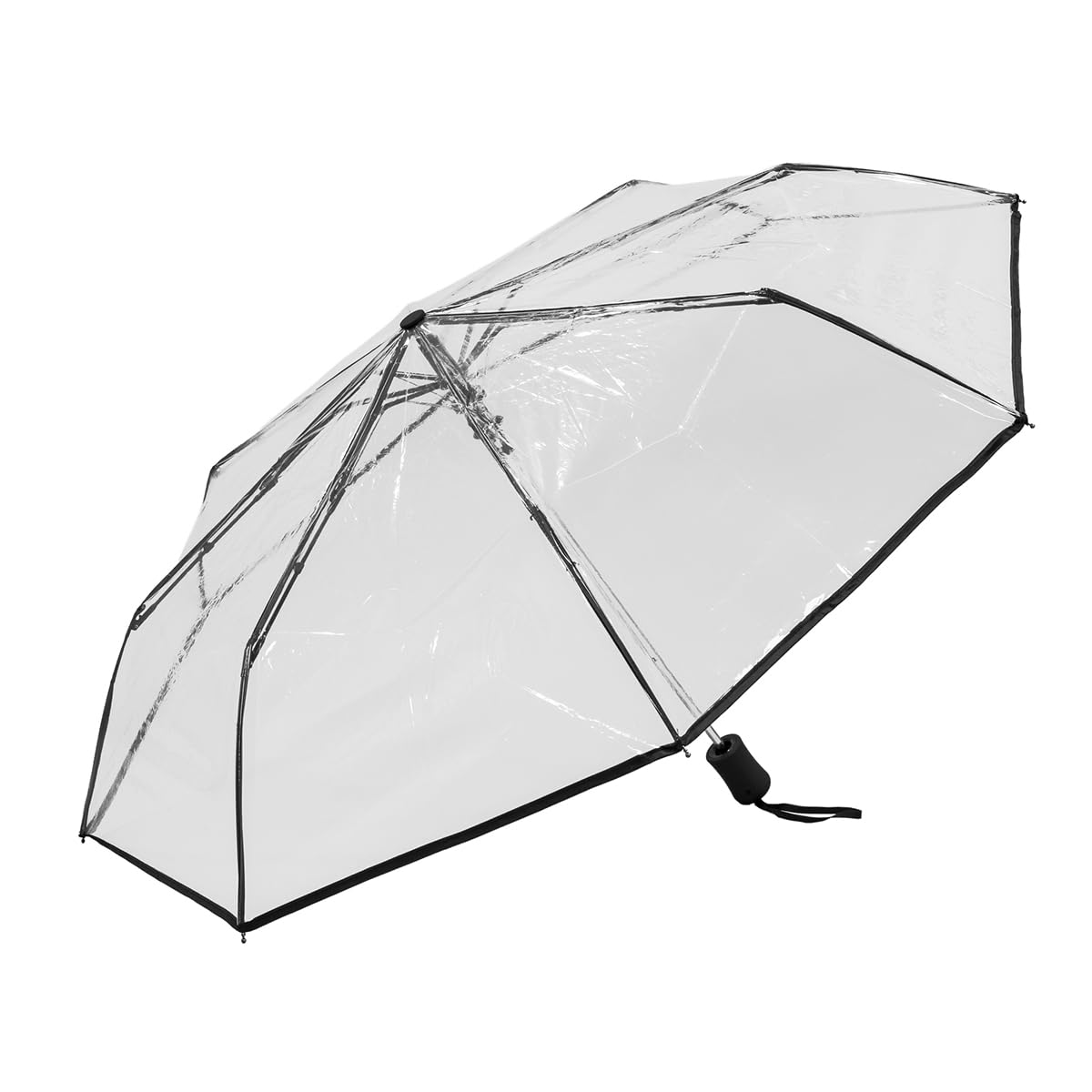 Le Monde du Parapluie - Automatic transparent folding umbrella - anti-wind - 8 fiberglass ribs - solid - Transparent