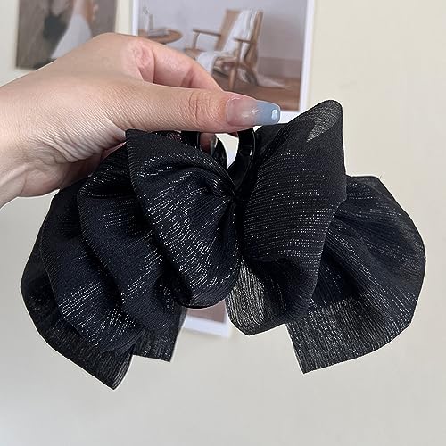 Wiwpar gran pinza para cabello de seda chiffon con moño, pinza tipo banano para coleta, clip de garra para mujeres y niñas (negro) miniatura 4