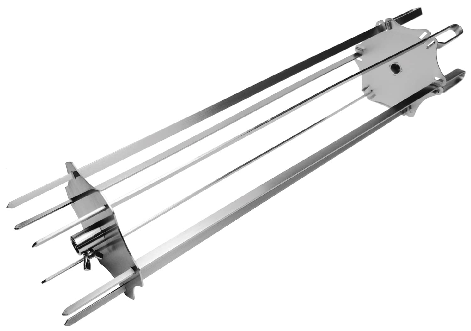 Grillfürst shashlik set para espetón giratorio y asador 60cm -Parrilla Barbacoa Giratorio - Brochetas para Asador de Barbacoa de Acero Inoxidable - Pincho Giratorio para Barbacoa Parrilla