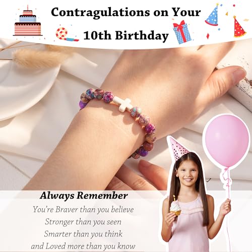 Tarsus Happy Birthday Gifts for 7-13 Year Old Girls, Birthday Cross Beads Bracelet Gifts for Girls Age 7 to 132