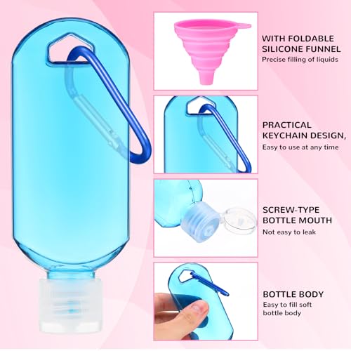 32 Pcs Travel Bottles with Keychain Empty Hand Sanitizer Bottles with Keychain 2oz 60ml Portable Colorful Plastic Leakproof Refillable Containers for Toiletry Home Office Outdoor3