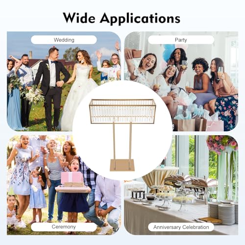 35.43 Inches Tall Crystal Wedding Flower Vase, Elegant Wedding Table Centerpiece Vase,Gold Crystal Flower Vase,Tall Floral Arrangement Stand for Wedding Party - Image 7