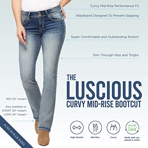 Wallflower Women's Luscious Curvy Bootcut Mid-Rise Insta Stretch Juniors Jeans (Standard And Plus), Blackberry, 11 Long #TOP3