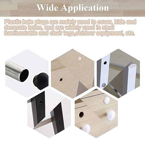 Image of Heyiarbeit 50pcs Hole Plugs 1 /2 inch / 13mm Nylon Plastic Round Snap in Type Locking Hole Tube Furniture Fencing Post Pipe Insert End Caps White Tone