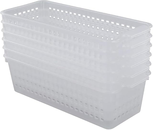 Eudokky 6-pack Slim Storage Basket, Plastic Small Cupboard Basket