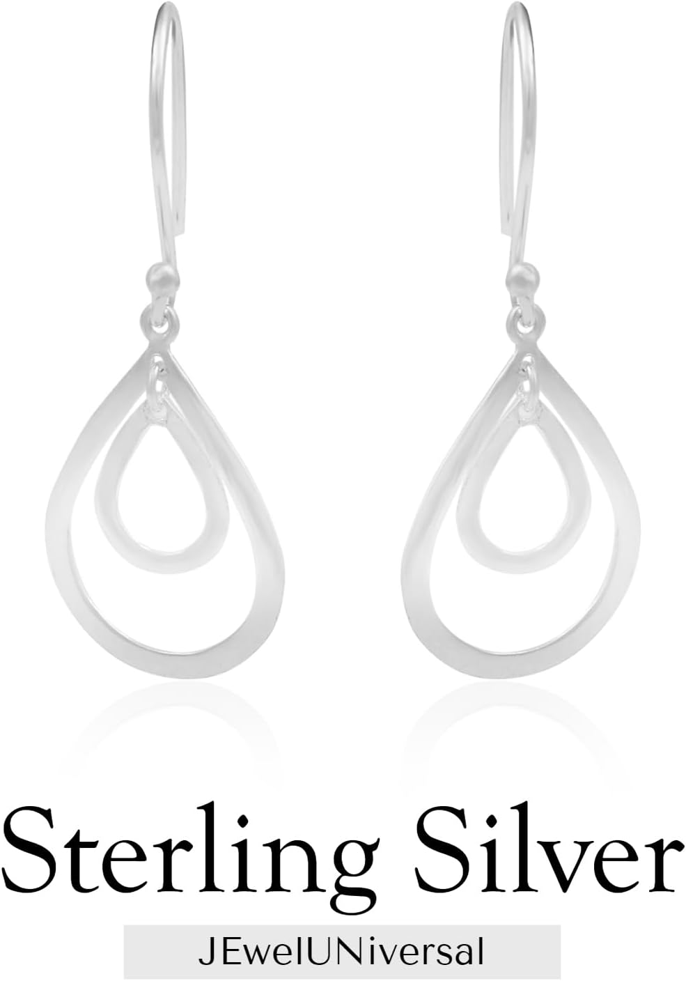 925 Sterling Silver Plated Earrings - Drop Dangle Designer Teardrop Flatback Earring Trendy Statement Gift Jewelry for Women - Image 5