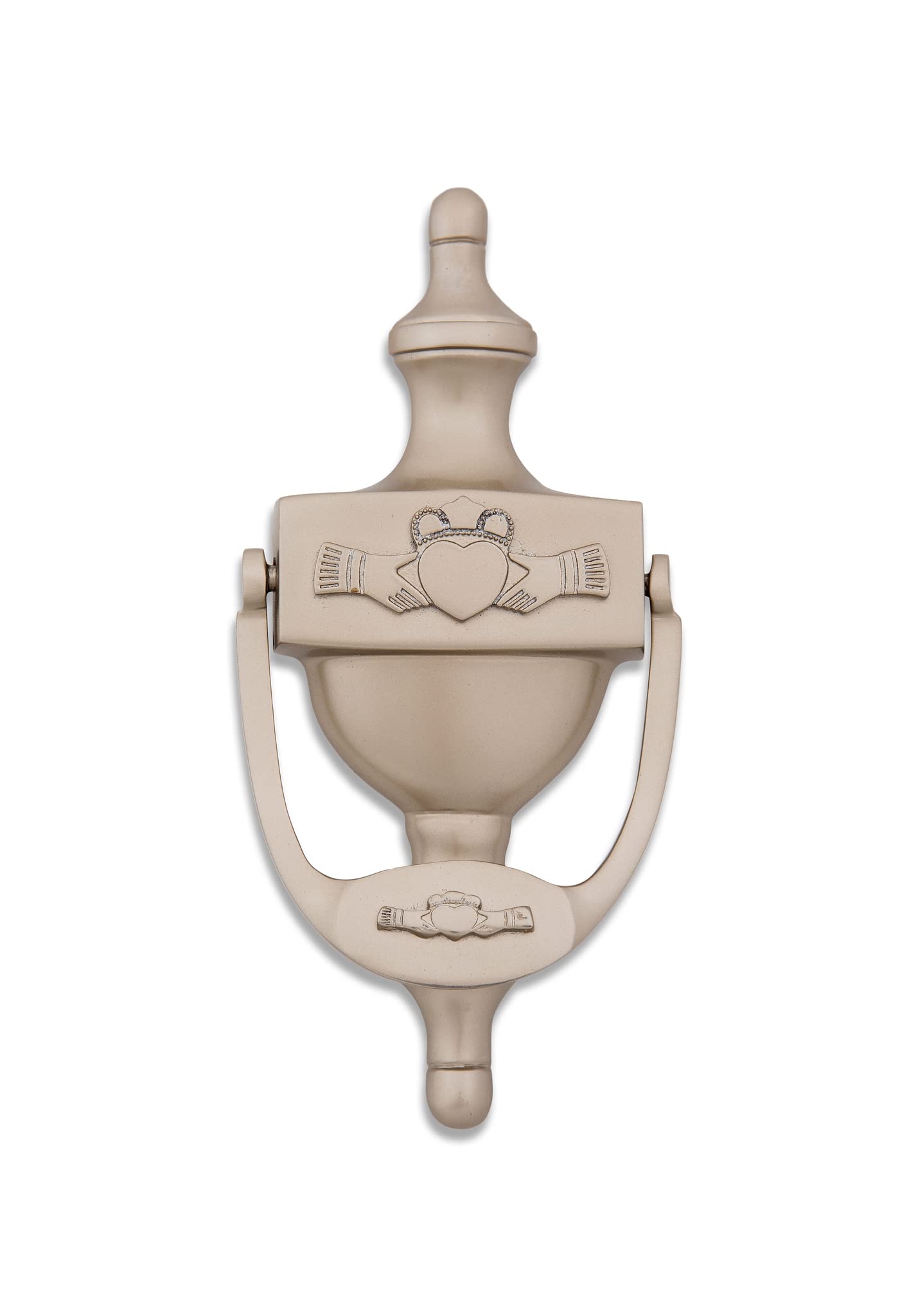 Claddagh Door Knocker For Front Door Cead Mile Failte Knocker 8" Brass, Satin Nickel Ireland Welcome Gift Black Satin Nickel - View #3