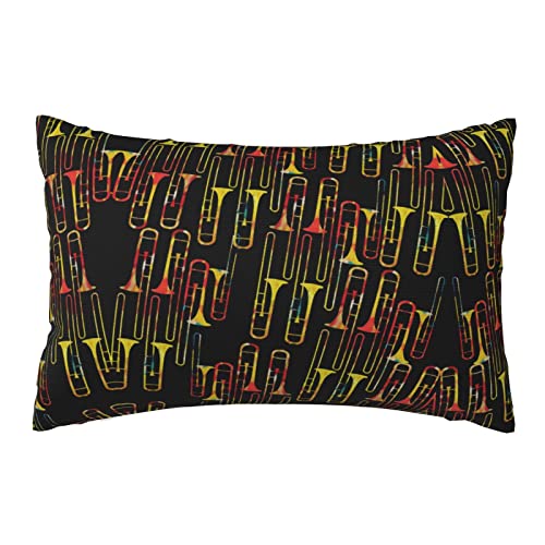 Generic Throw Pillow Cover Colorful Trombones Pillow Case Cushion for Sofa Couch Bed 20x30 Inch
