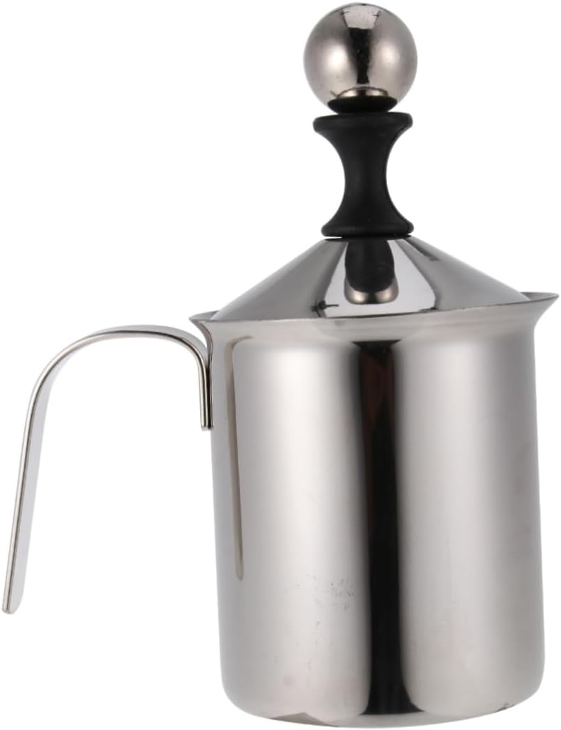 Ciieeo Stainless Steel Milk Frother Manual Double Mesh Creamer Foamer Rust Resistant Handheld Milk Frothing Pitcher for Coffee Latte Cappuccino