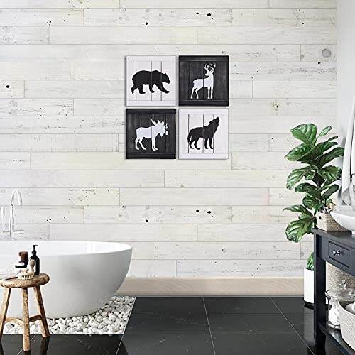 Rustic Cabin Decor Clearance, Wolf Deer Moose Bear Decorations For Home, Woodland Baby Boy Nursery Decor Room Decor, Moutain Decor, Cabin Lodge Wall Art Decor, Hunting Decor For Bedroom, Set Of 4 #TOP2