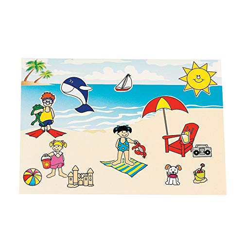 Fun Express - Beach Make A Sticker - Stationery - Stickers - Make - A - Scene (Sm) - 12 Pieces