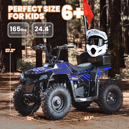 Image of MOSTA 40CC 4-Stroke Gas-Powered ATV, 4 Wheeler Off-Road Dirt Quad for Kids, Max 15 MPH, Parental Speed Control with Storage Box, Easy Pull Start (Blue)