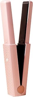 Cordless Hair Straightener 2 in 1 Portable Rechargeable Iron with 3 Temperature Switches for Home Travel Pink ABS Ceramic Material 18W Power