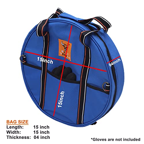 Image of BULL TOOLS EV Charging & Jumper Cable Storage Bag, Organizer 6 Pocket Handmade Carry Bag - 15x15x4 Inch Waterproof Ballistic Polyester Round Bag's, Cords, Small Tools, For Motor Vehicles - Blue