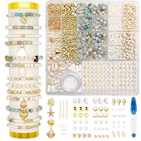 1600Pcs Natural Stone Crystal Beads Friendship Bracelet Making Kit Gemstone Chip Beads for Bracelet Jewellery Making with Charms DIY Craft Gifts for Teen Girls