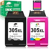 COLORETTO Remanufacturées pour HP 305XL 305 XL Cartouches d'encre de Remplacement pour DeskJet 2700 4130e DeskJet Plus 4100 Envy 6000 Envy Pro 6400 (1 Noir, 1 Tri-Colore) Comprend Notes Autocollantes