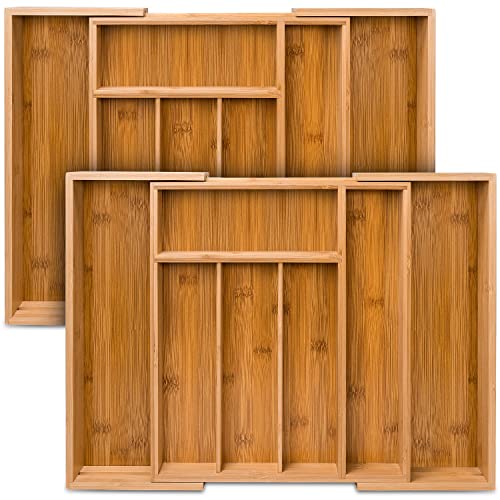 Loco Bird Bandeja de Cubiertos para Cajon de bambú - hasta 7 compartimentos - Bandeja para Cubiertos útil para la cocina - Inserto de Cajón Cubertero de la Cocina - Bandeja de cubiertos de madera