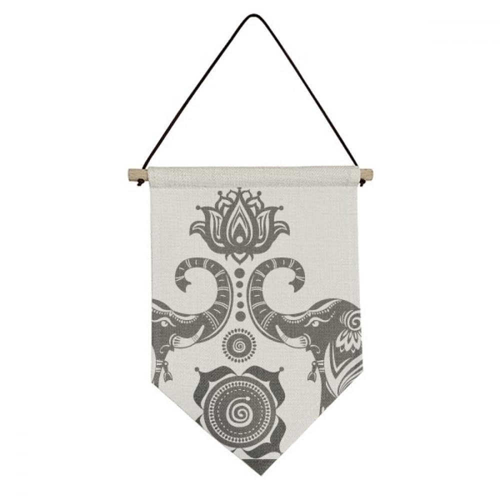 Paint Elephant Friend Two Happy Canvas Flag Hanging Wall Art Decor Banner