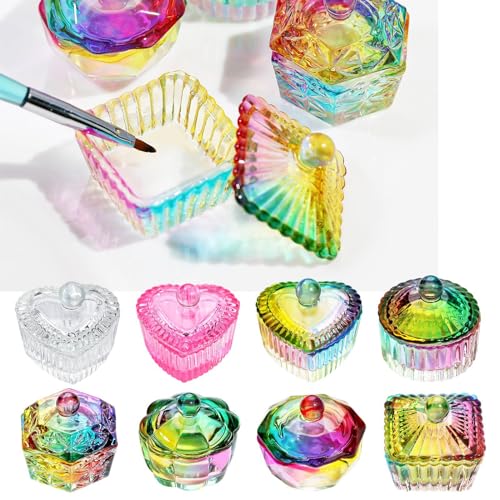 Cuenco de cristal para líquidos acrílicos de uñas en forma de corazón miniatura 5