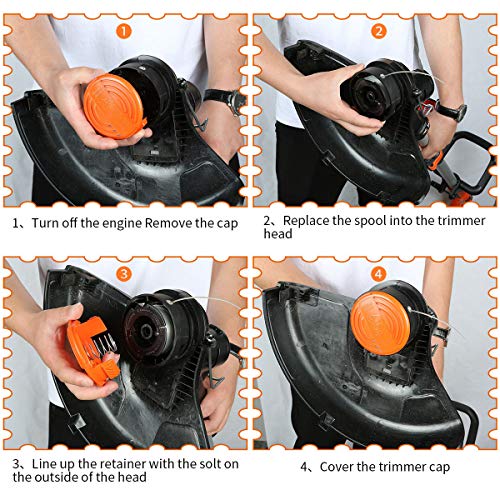 Generep Weed Eater String Trimmer Line For Black And Decker Trimmer/Edger, Af-100, 6 Spools & 1 Cap #TOP5