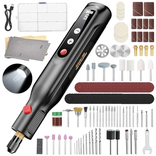 Mini Cordless Rotary Tool Kit, 5-Speed 4.2V USB Rechargeable Engr...