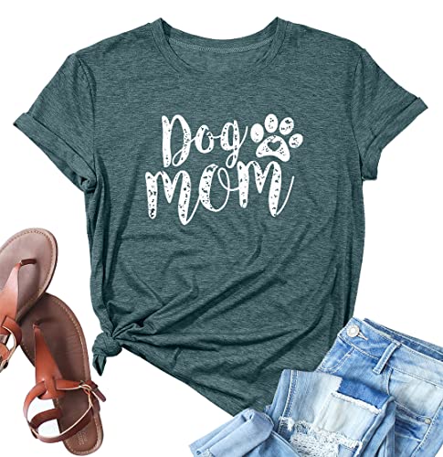 FLOYU Women Mom Shirts Mama Letter Printed T-Shirt Mother's Day Tops Casual Fur Mom Short Sleeve Shirt