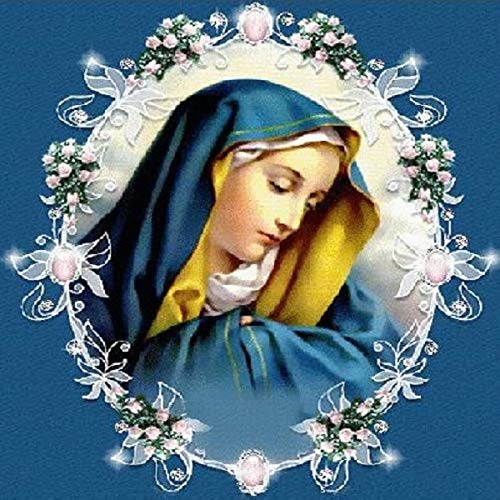 Yscolor White Maiden Embroidery Diy 5D Diamond Jesus Painting Religious Rhinestone Full Round Style 11.8X11.8 In/30X30cm