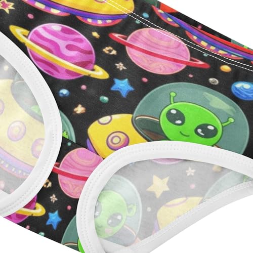 Cotton Toddler Underwear Floral Cute Cartoon Aliens Colorful Space Cute Panties Girl Stylish Undies Kids Briefs 2t4