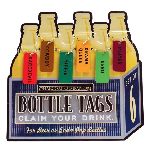 Tapones para botella y etiquetas de Charcoal Companion, identificadores de bebidas
