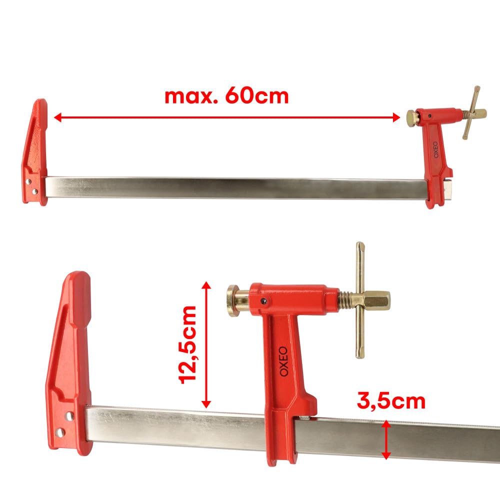 Lot de 2 serres joints à pompe 60 cm - Acier laminé - Longueur de serrage 60 cm - Saillie 125mm - Frein anti glissement